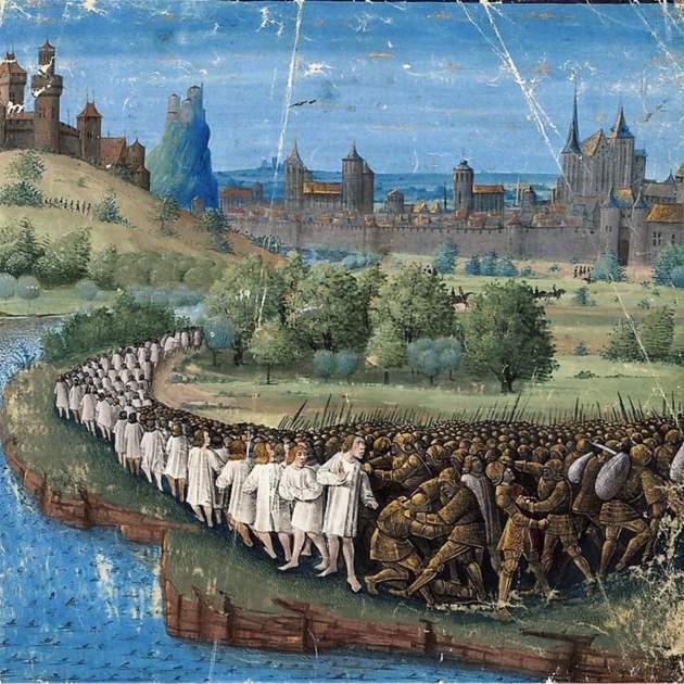Representación de la batalla de Civetot, a la Cruzada de los Pobres (1096) / Fuente: Bibliothèque Nationale de France Representación de la batalla de Civetot, a la Cruzada de los Pobres (1096) / Fuente: Bibliothèque Nationale de France