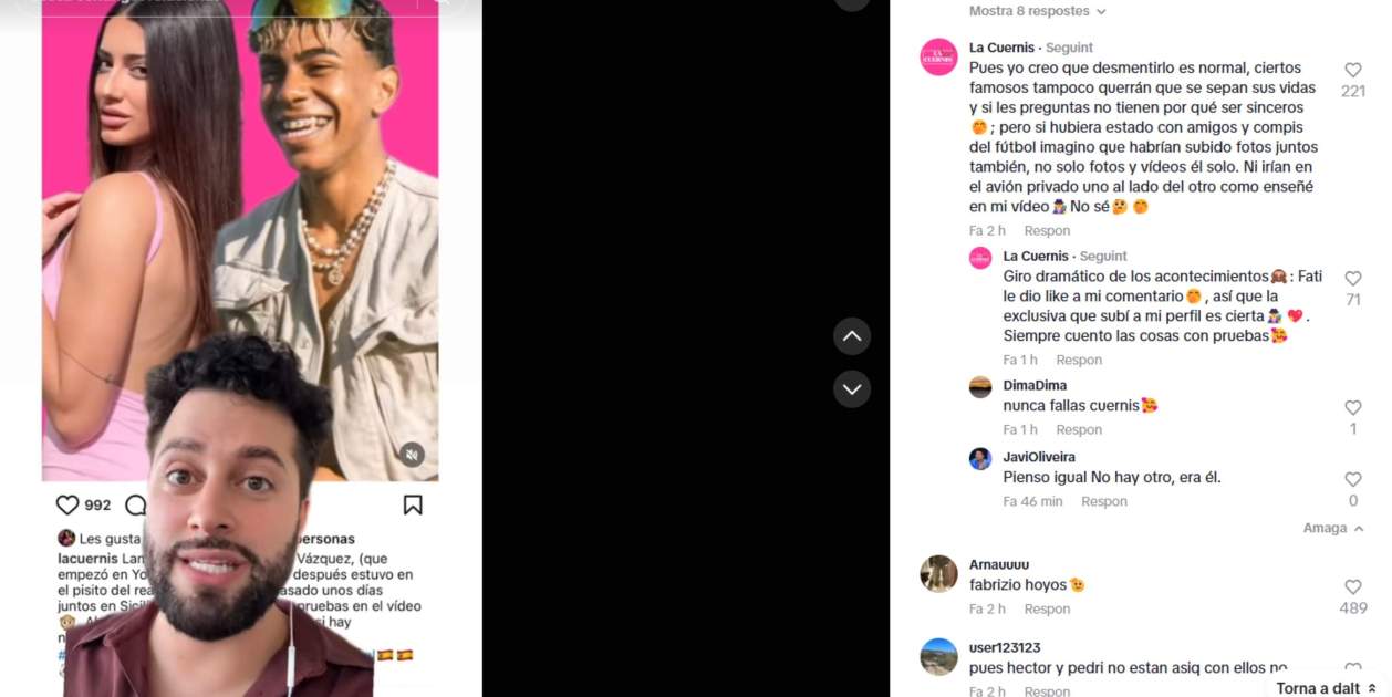 Vídeo Javi Hoyos y comentarios Cuernis TikTok Vídeo Javi Hoyos y comentarios Cuernis TikTok