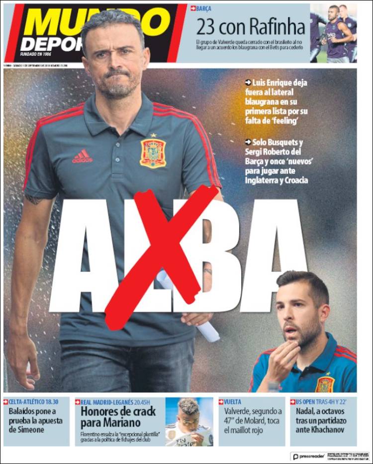 Mundo Deportivo Llevada|Traída 01 09 2018