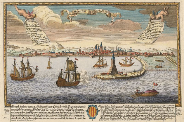 Gravat del port de Barcelona de principis del segle XVIII. Font Viquipčdia
