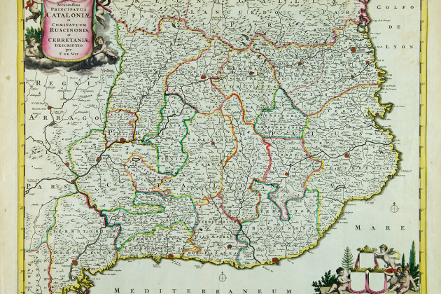 Mapa de Catalunya (1660). Taller cartografic de Witt. Amsterdam. Font Biblioteca Nacional de Catalunya