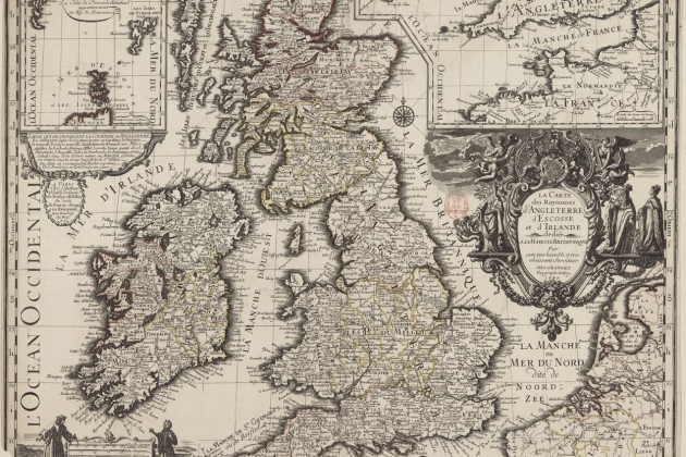 Mapa de Inglaterra, Escocia, Galas e Irlanda (1699). Taller cartografic Quercy. Paris. Fuente Bibliotheque Nationale de France