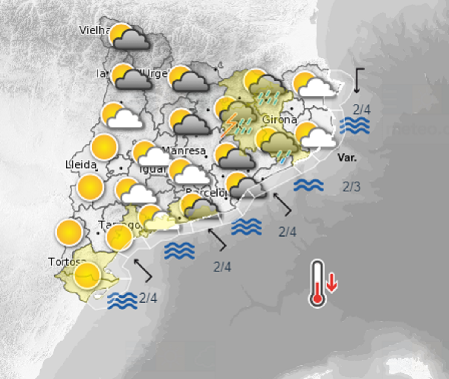 Avís per intensitat de pluja a la meitat nord del país