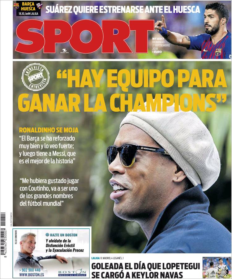 Sport Portada 02 09 2018 Sport Portada 02 09 2018