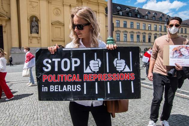 Protesta a favor de l'alliberament de presos polítics a Bielorússia, a Alemanya - 21.05.21 / Foto: EuropaPress Protesta a favor de l'alliberament de presos polítics a Bielorússia, a Alemanya - 21.05.21 / Foto: EuropaPress