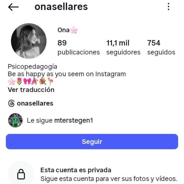 El perfil d'Ona Sellares / Instagram El perfil d'Ona Sellares / Instagram