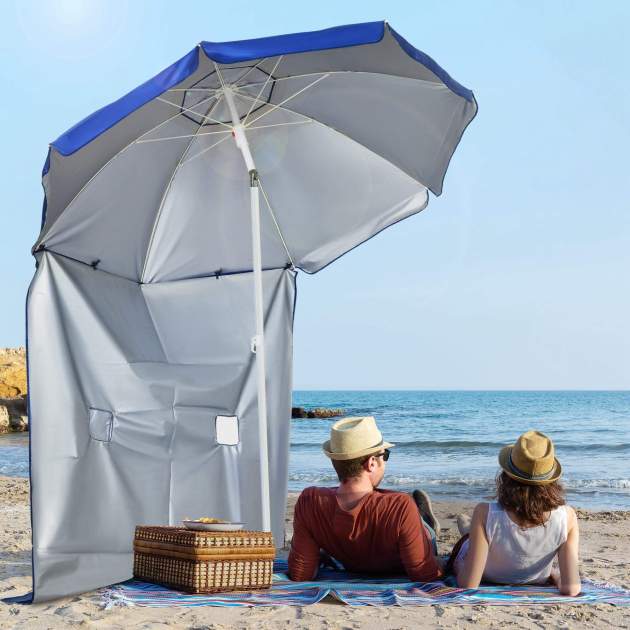 Para-sol de platja Outsunny amb paret lateral Para-sol de platja Outsunny amb paret lateral