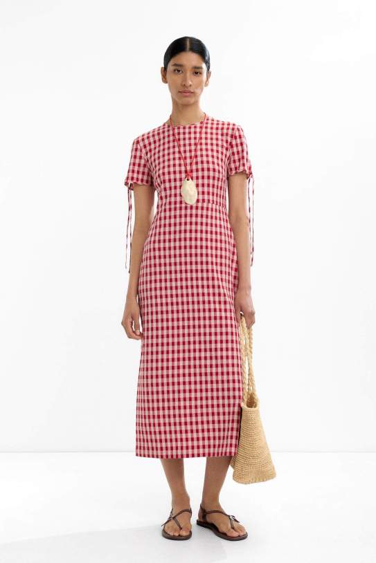 Vestido midi estampado vichy Vestido midi estampado vichy