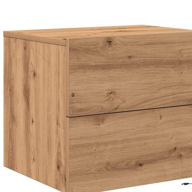 vidaXL Tauleta de nit de paret amb llum LED roure artisan vidaXL Tauleta de nit de paret amb llum LED roure artisan
