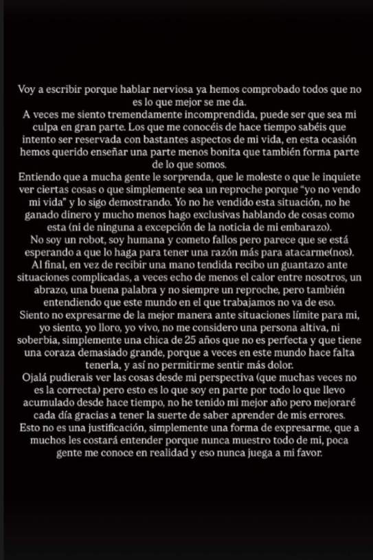 Alejandra Rubio text contra Vamos a ver Instagram Alejandra Rubio text contra Vamos a ver Instagram