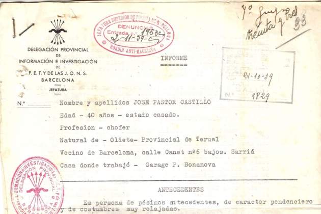 Inicio del informe de José Pastor Castillo, el Maño. Fuente: Archivos Españoles en Red. Ministerio de Cultura Inicio del informe de José Pastor Castillo, el Maño. Fuente: Archivos Españoles en Red. Ministerio de Cultura