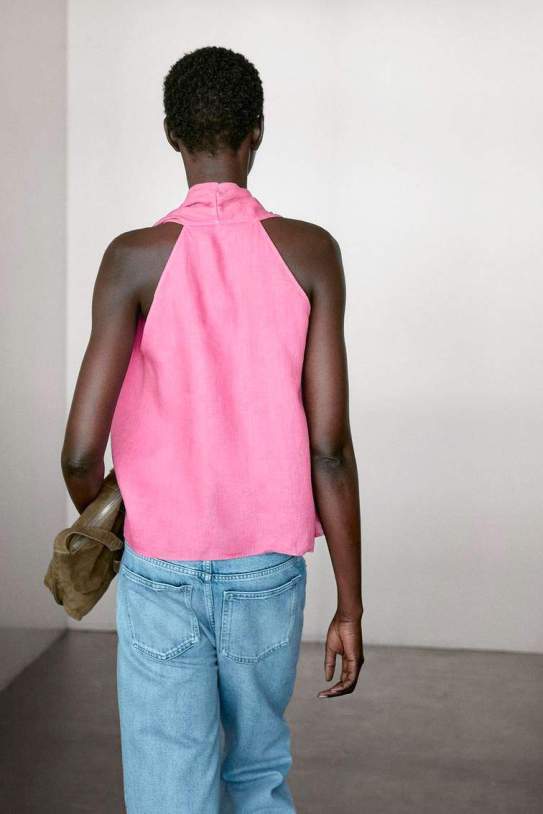 TOP HALTER CRUZADO LINO