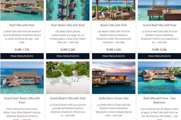 Algunes de les opcions on s'han allotjat / Waldorf Astoria Maldives Ithaafushi Algunes de les opcions on s'han allotjat / Waldorf Astoria Maldives Ithaafushi