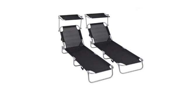 dues gandules plegables amb para-sol integrat dues gandules plegables amb para-sol integrat