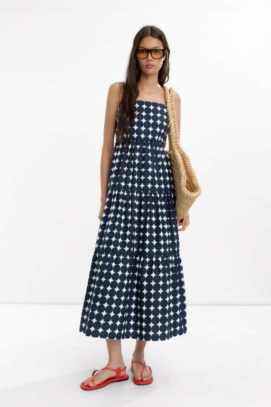 Vestit llarg de pigues|llunes 100 % cotó Vestit llarg de pigues|llunes 100 % cotó