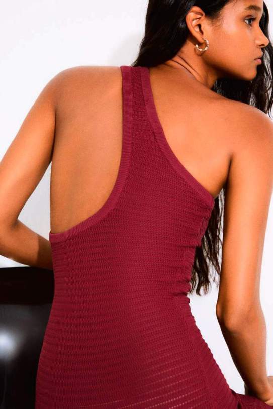 Vestido midi asimétrico rústico Vestido midi asimétrico rústico