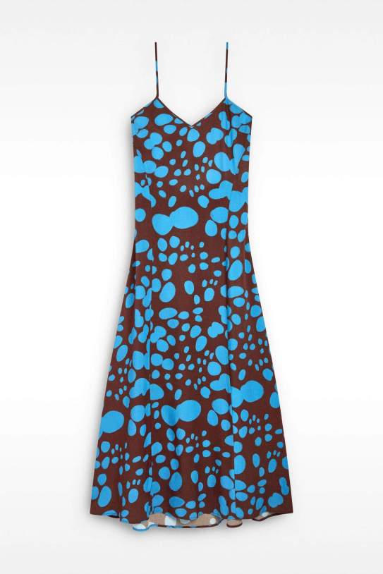 Vestit llarg estampat de tirants