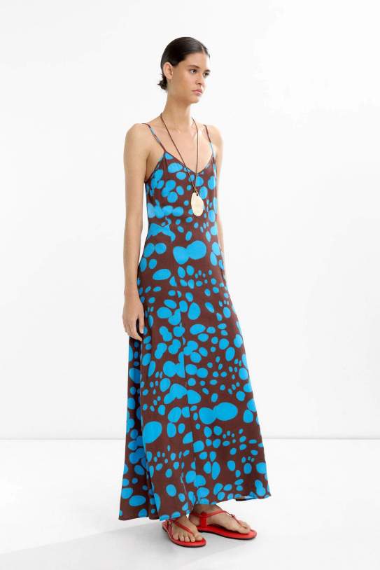 Vestit llarg estampat de tirants