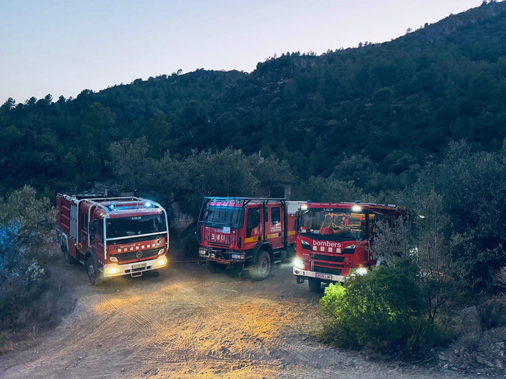 Dues cingleres, a nord i sud, els objectius de Bombers per poder estabilitzar aquest matí l'incendi dels Ports