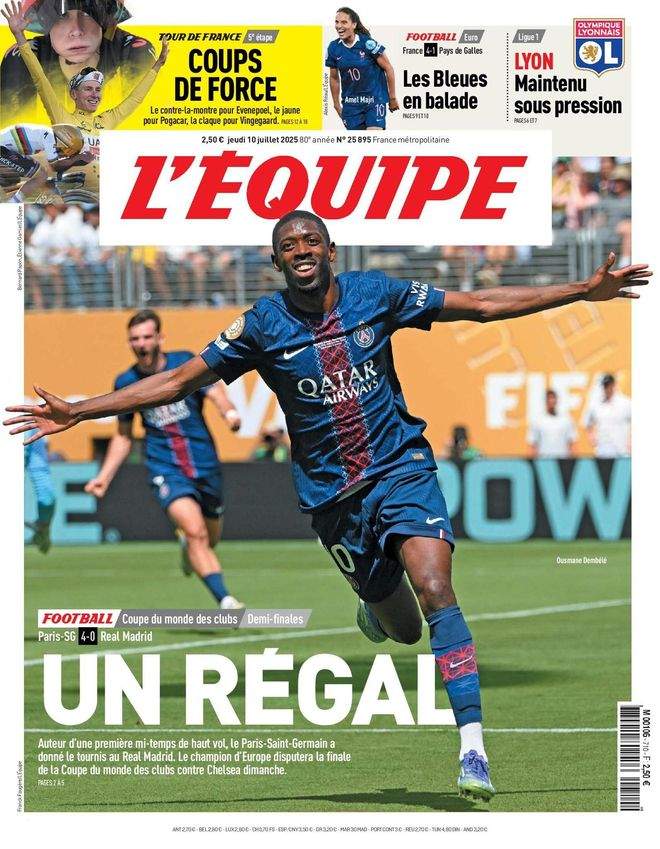 Portada de L'Équipe 10 07 2025