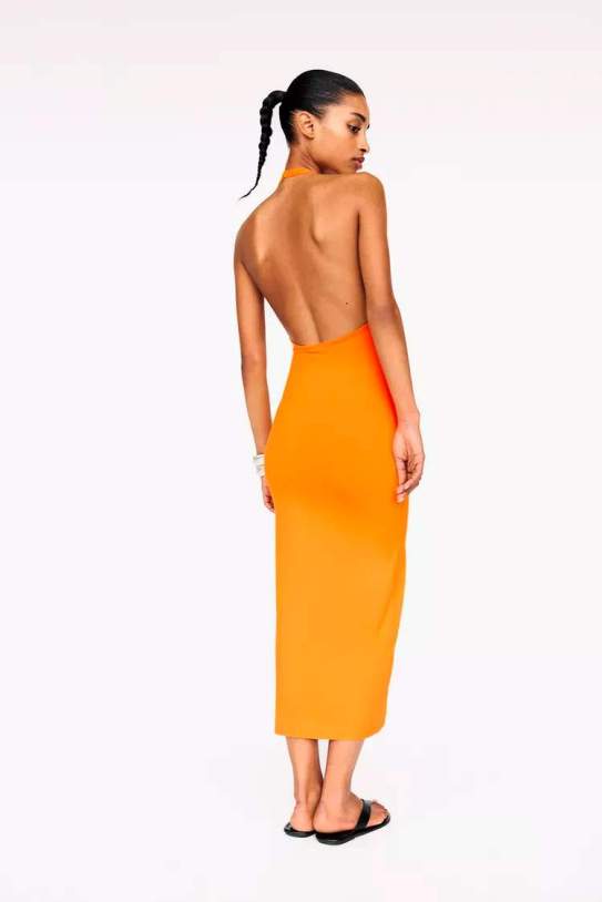 Vestit midi poliamida escoti bec|pic Vestit midi poliamida escoti bec|pic