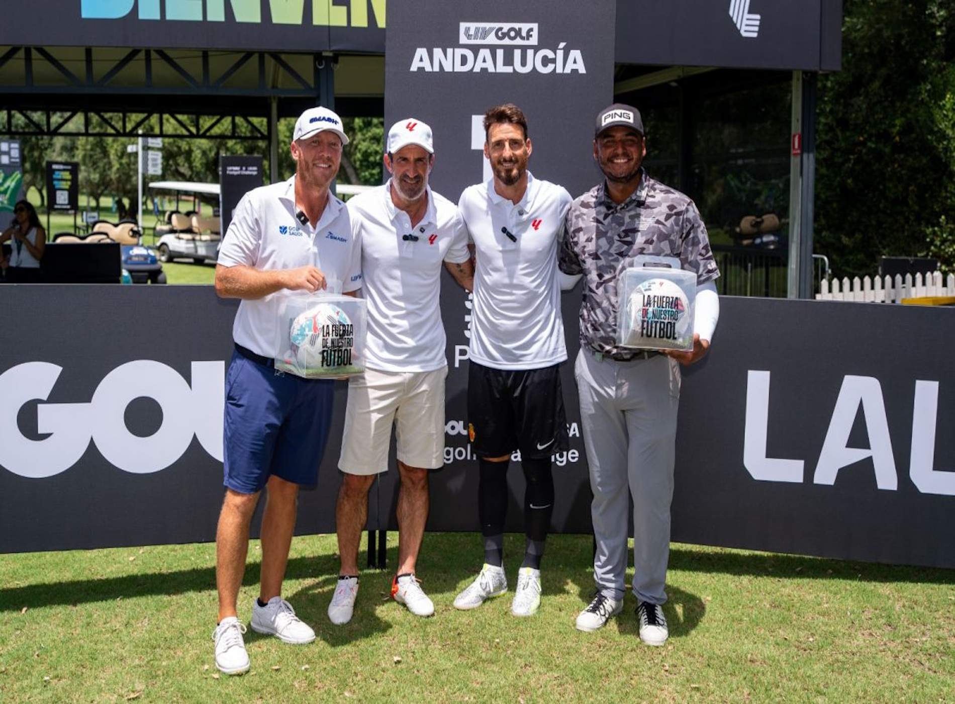 LaLiga participa en LIV Golf Andalucía con un circuito de FootGolf inaugurado por Figo y Aduriz