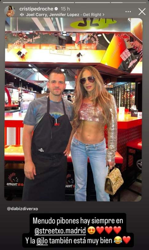 Cristina Pedroche reacciona en la foto de Dabiz Muñoz y Jennifer Lopez Instagram Cristina Pedroche reacciona en la foto de Dabiz Muñoz y Jennifer Lopez Instagram