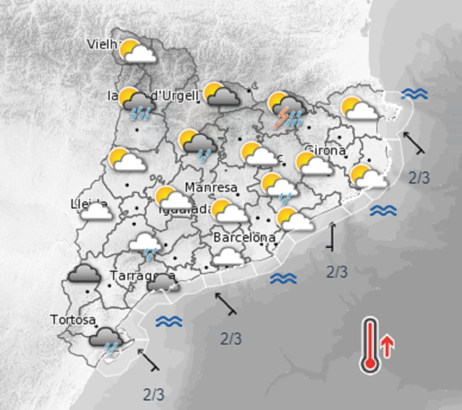 Chaparrones en el Pirineo y en el sur