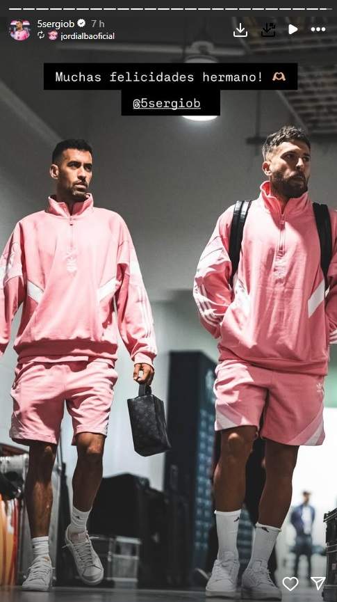 Felicitació de Jordi Alba a Sergio Busquets IG Felicitació de Jordi Alba a Sergio Busquets IG