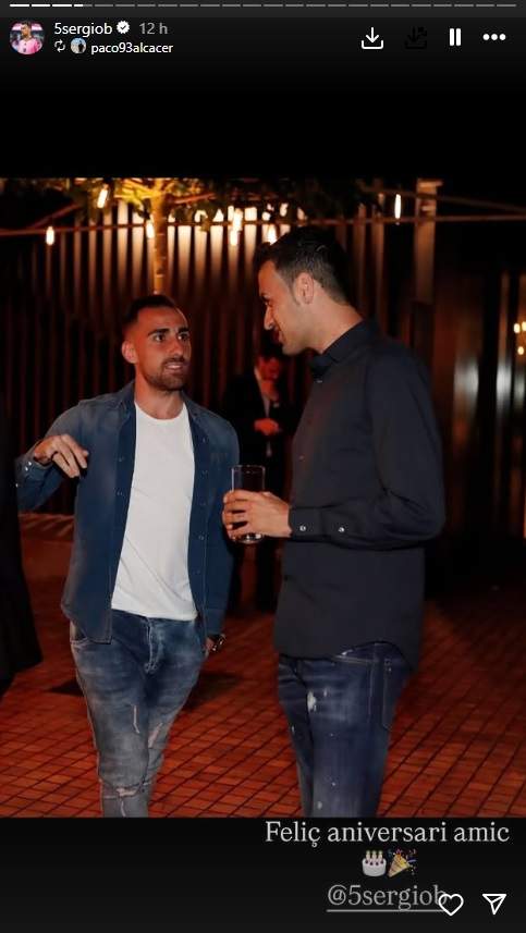 Felicitació de Paco Alcácer a Sergio Busquets IG Felicitació de Paco Alcácer a Sergio Busquets IG