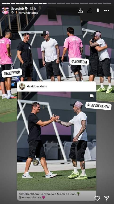 Felicitació de Fernando Torres a Sergio Busquets IG Felicitació de Fernando Torres a Sergio Busquets IG