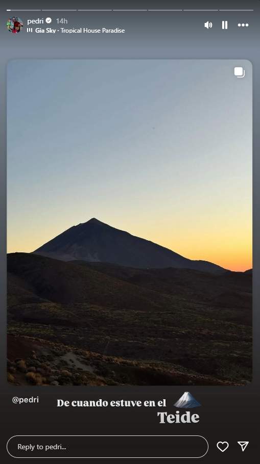 La historia de Pedri en el Teide Instagram La historia de Pedri en el Teide Instagram