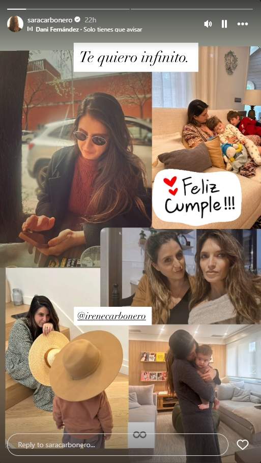 Sara Carbonero felicita a Irene Carbonero Instagram