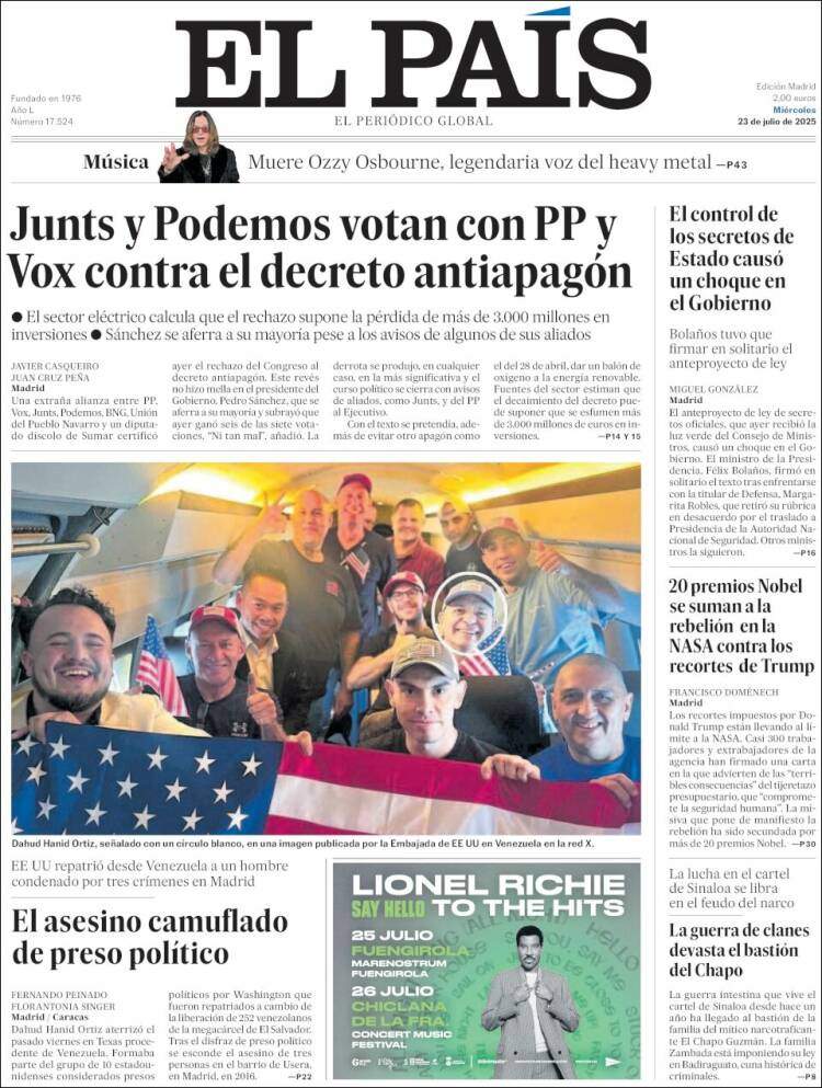 Portada 'El País' Portada 'El País'