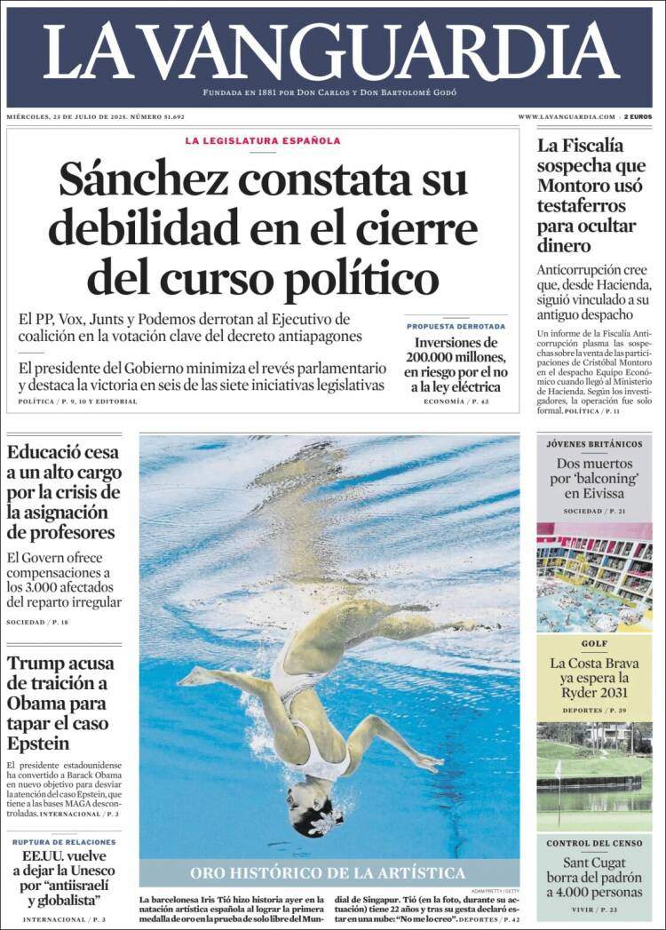 Portada 'La Vanguardia' Portada 'La Vanguardia'
