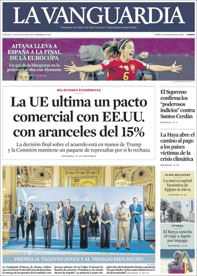 Portada 'La Vanguardia' Portada 'La Vanguardia'