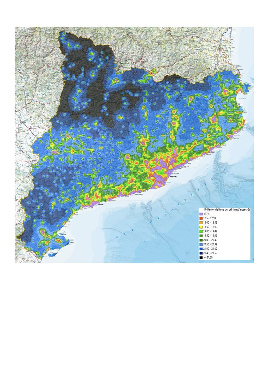 Aquest és el mapa de la contaminació lumínica a Catalunya
