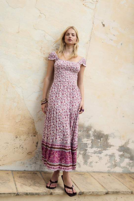 Vestit llarg fluid estampat
