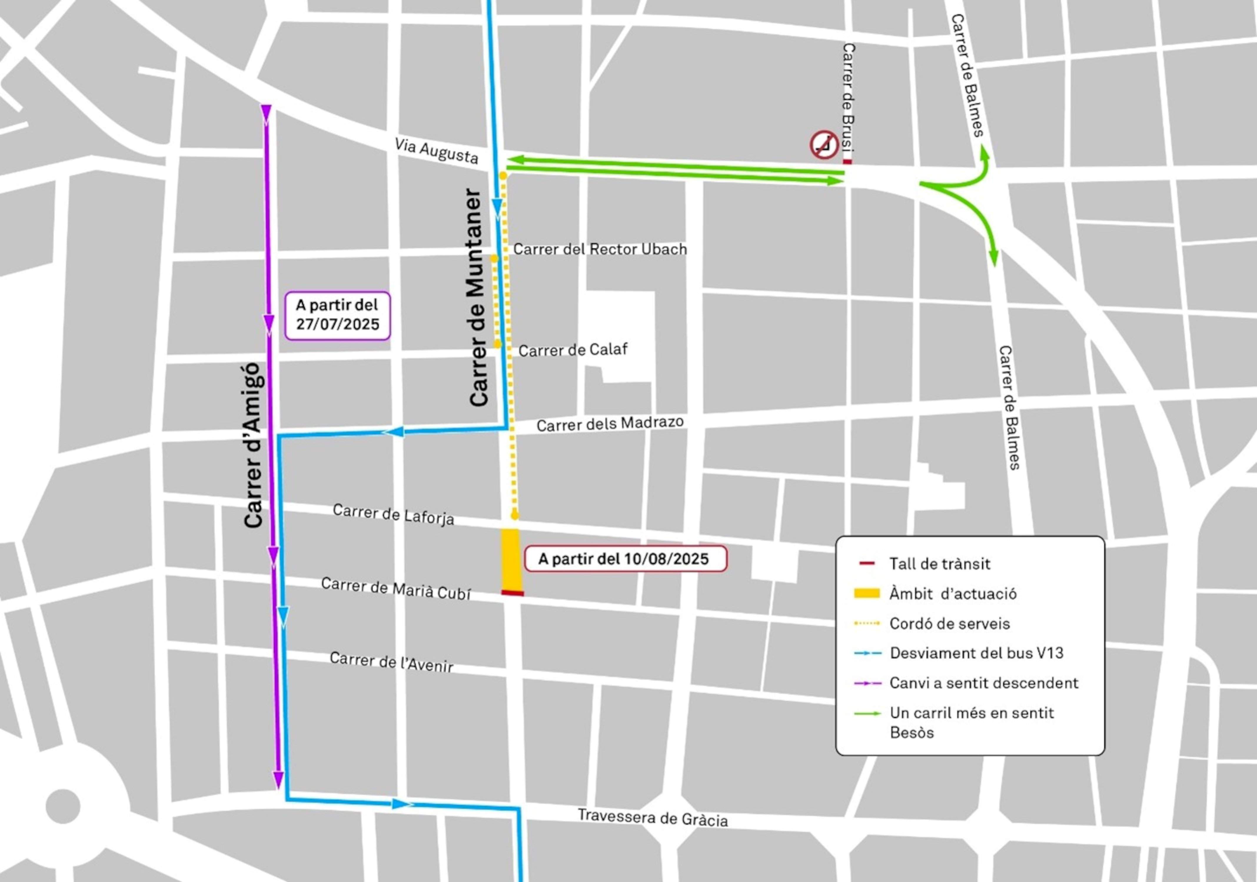 El carrer Muntaner estarà tallat 13 mesos per les obres de l'L8 d’FGC a partir del 10 d'agost
