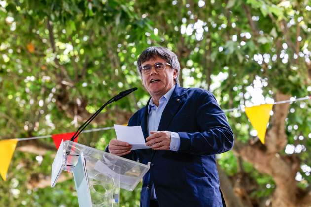 Puigdemont a l'acte del cinquè aniversari de Junts per Catalunya, a Prats de Molló Puigdemont a l'acte del cinquè aniversari de Junts per Catalunya, a Prats de Molló