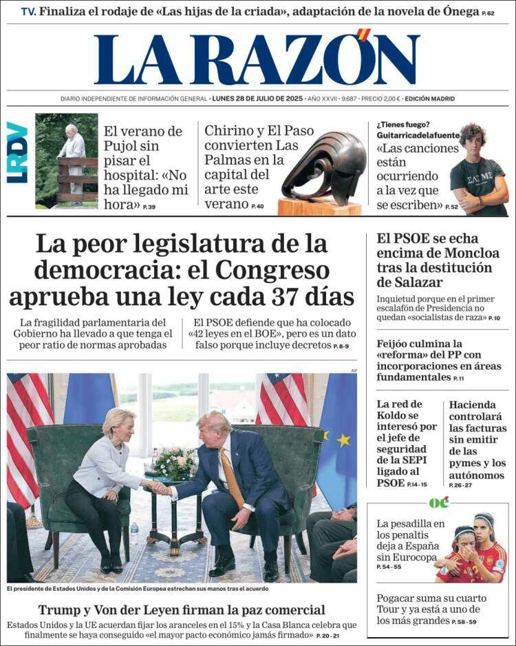 Portada 'La Razón' Portada 'La Razón'