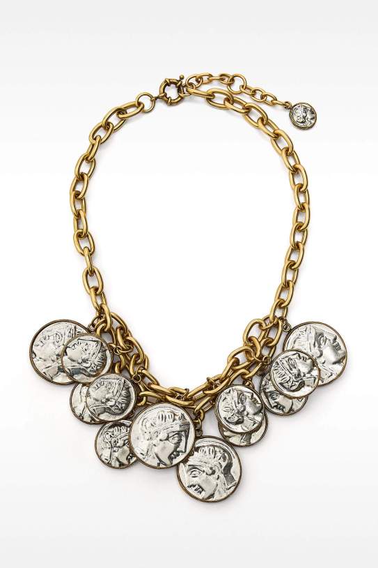 Collar|Collaret de cadena amb medalles i efecte envellit Collar|Collaret de cadena amb medalles i efecte envellit