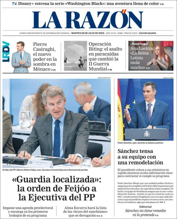 Portada 'La Razón' Portada 'La Razón'