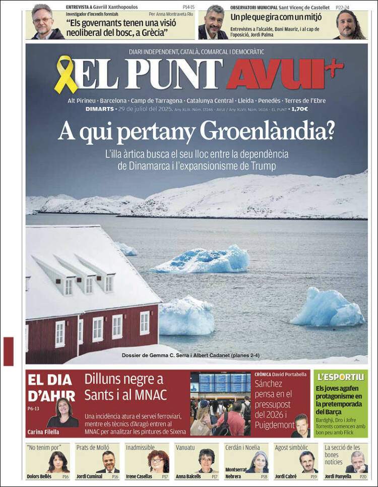 Portada 'El Punt Avui' Portada 'El Punt Avui'