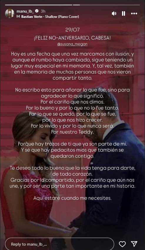 Dedicatoria Manu a Susana MYHYV Instagram Dedicatoria Manu a Susana MYHYV Instagram