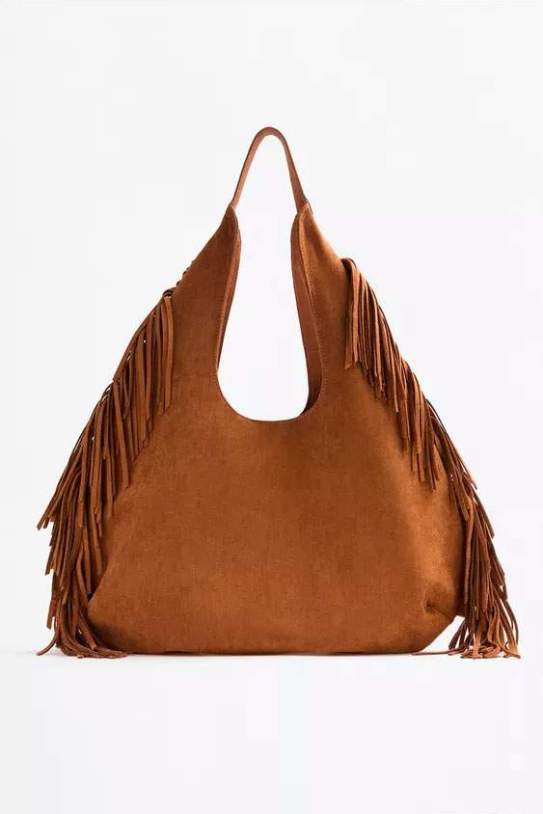 Bolso shopper flecos efecto ante1 Bolso shopper flecos efecto ante1
