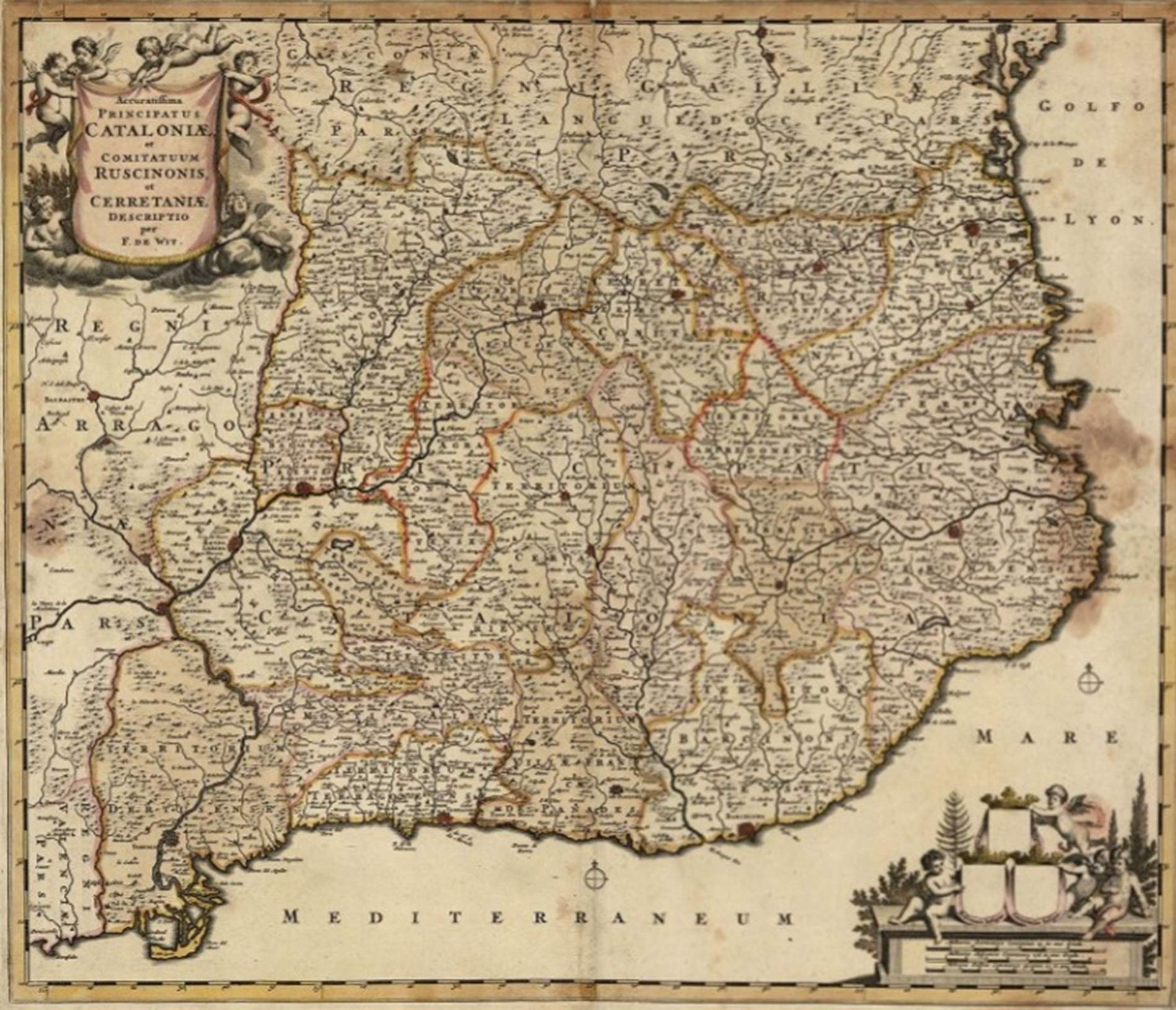 Mapa de Catalunya (1660). Font Cartoteca de Catalunya