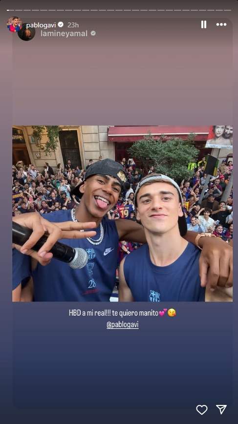 Lamine Yamal felicitació Gavi   Instagram