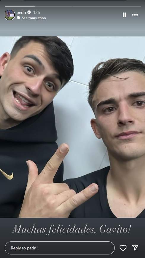 Pedri felicita Gavi   Instagram