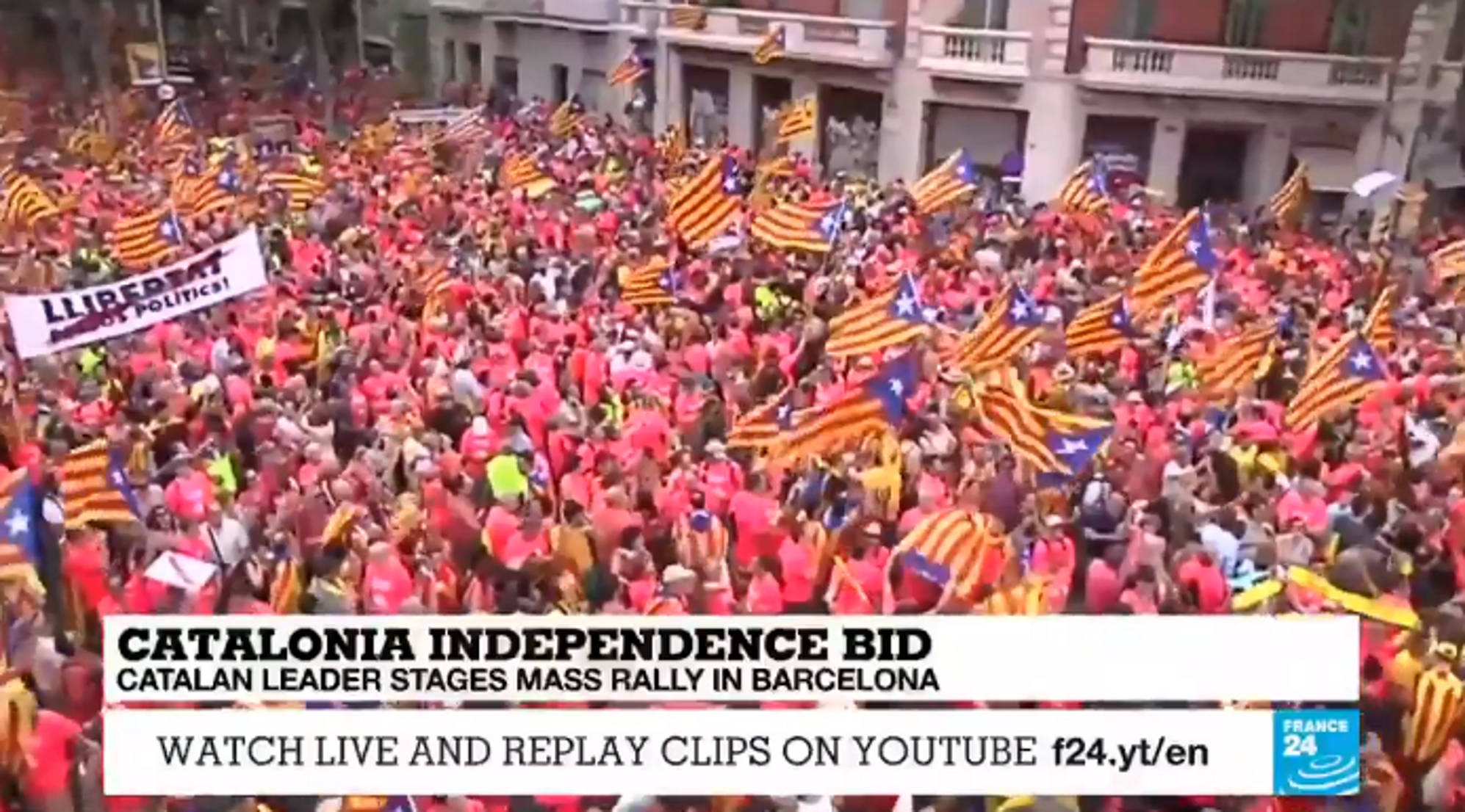 Les imatges aèries de la Diada, als titulars de France24